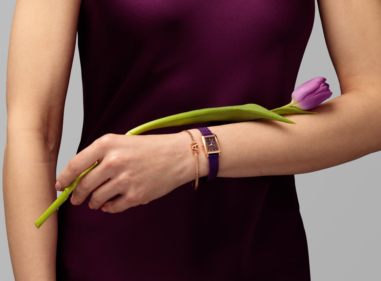 Athena Watch & Bracelet Set™ | 18mm, Plum, Gold-Women-Armitron
