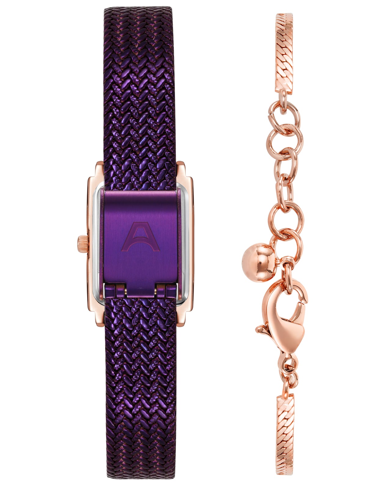 Athena Watch & Bracelet Set™ | 18mm, Plum, Gold-Women-Armitron