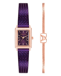Thumbnail for Athena Watch & Bracelet Set™ | 18mm, Plum, Gold-Women-Armitron