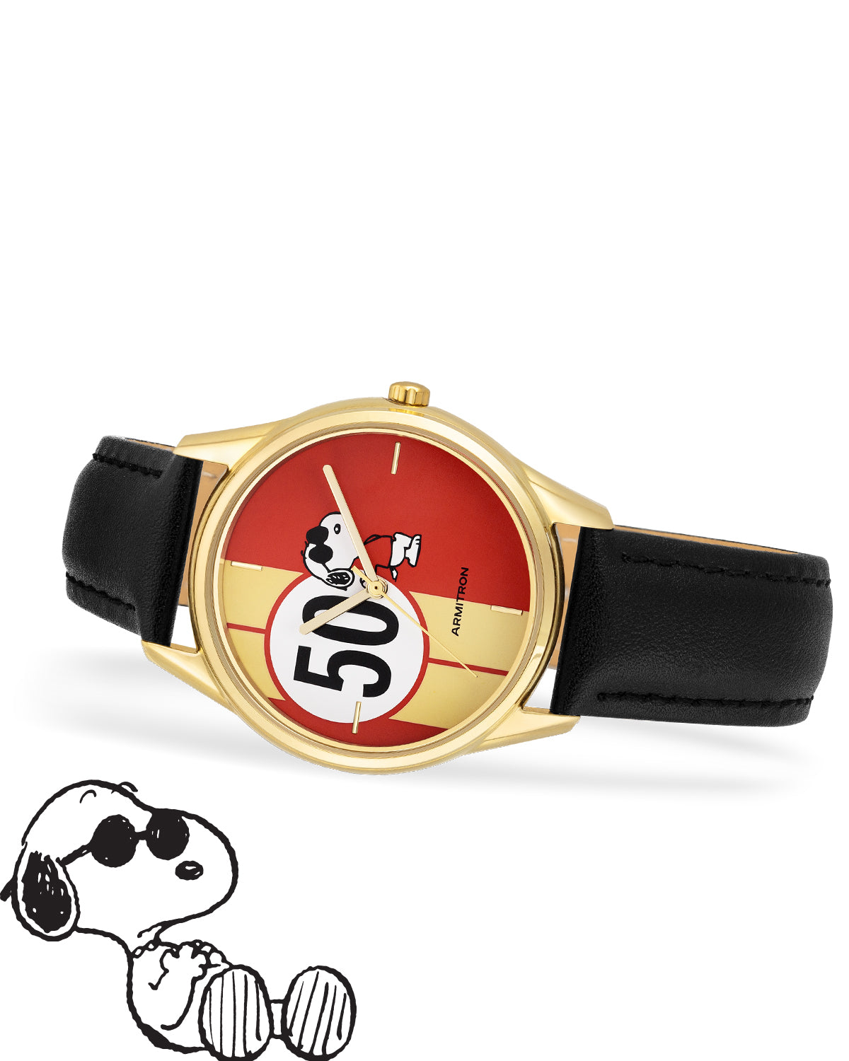 Armitron x Peanuts: Golden Cool | 36mm, Peanuts Black/Gold/Red-Men-Armitron