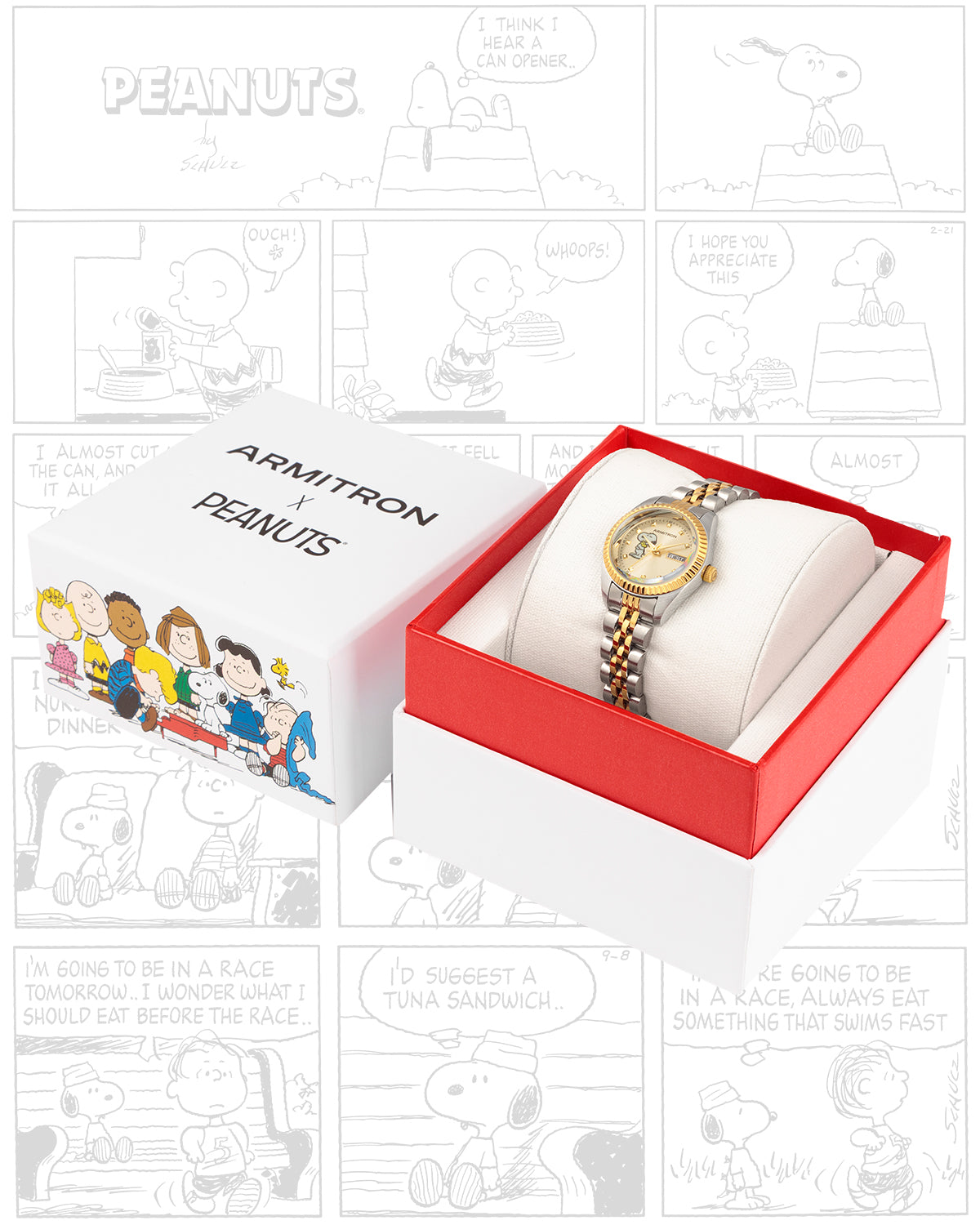Armitron x Peanuts: The Hug | 24.5mm, Peanuts Two-Tone Gold/Silver-Women-Armitron