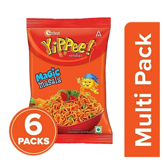 Sunfeast YiPPee! Magic Masala Long Slurpy Noodles - With Real Vegetables & Nutrients, 6 x 25 g Multipack