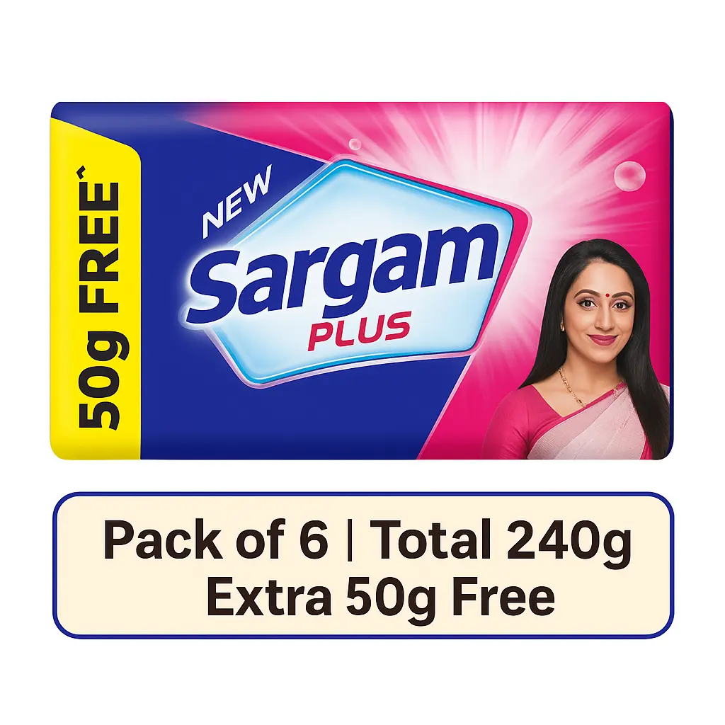 Sargam Plus 240g (Pack of 6) – Powerful Cleaning for Bright & Fresh Clothes