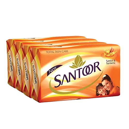 Santoor Sandal & Turmeric Soap – Pack of 4 (50g Each) for Glowing Skin