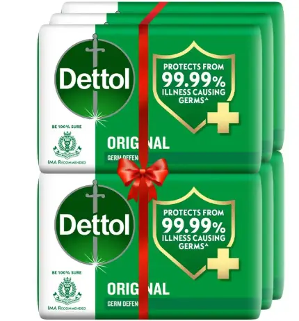 Dettol Original Bathing Soap Bar  (Green Apple, 45g-Pack of 6)