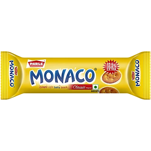 Parle Monaco Biscuit – Classic Salted Regular Snack, 52.2g (46.4g + 5.8g Extra) 