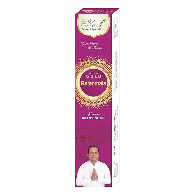 Bhatia's No.1 Aura Gold Ratanmala Premium Incense Sticks (100g)