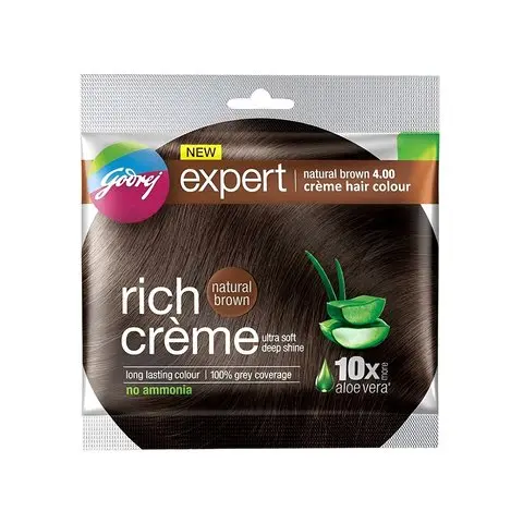 Godrej Expert Hair Colour – Natural Brown | For Men & Women | 12g + 12ml Sachet | Ammonia-Free Nourishing Formula