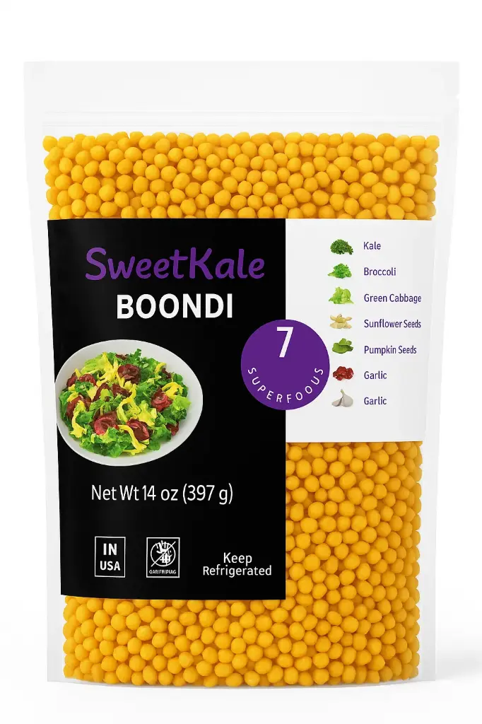 Sweet Kale Salad Mix Meets Boondi Surprise 
