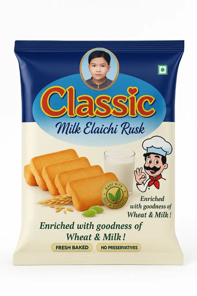 Classic Milk Elaichi Rusk – Fresh Baked | No Preservatives | 100% Wheat & Milk Goodness (124g)