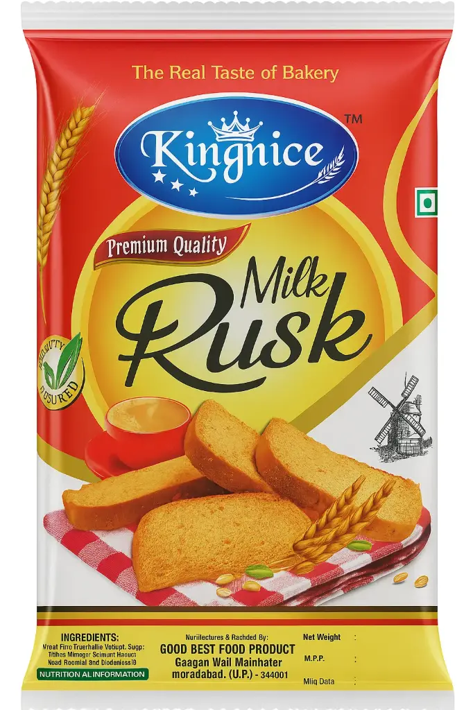 Kingnice Milk Rusk | Crunchy & Wholesome | Tea-Time Delight (200g)