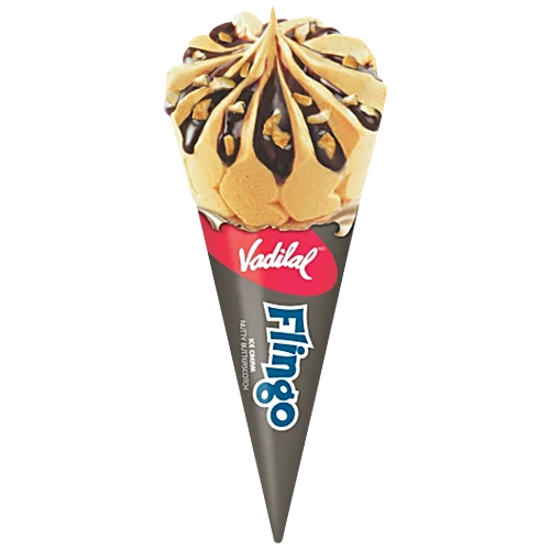 Vadilal Flingo Ice Cream Cone | Creamy Dessert in Crunchy Wafer Shell with Premium Ingredients  (Nutty Butterscotch-110ml)