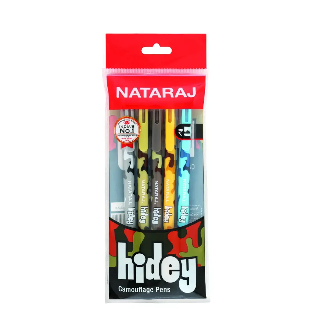 Nataraj Hidey Camouflage Ball Pens – Pack of 5 Long Writing Smudge-Resistant Ink Fine Tip Comfortable Grip  Stylish Design 