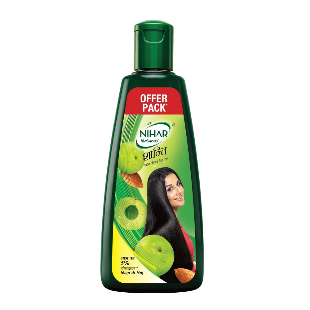 Nihar Shanti Amla Hair Oil with Almonds – 275ml  Nourishes Roots, Reduces Hair Fall, Non-Sticky Formula 