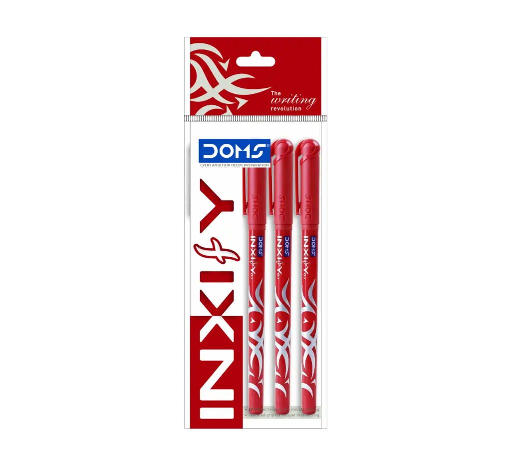 DOMS Inxify Softy Ball Pens – Pack of 5 (5N)  Red Ink  0.7mm Needle Tip  Smooth & Comfortable Writing 