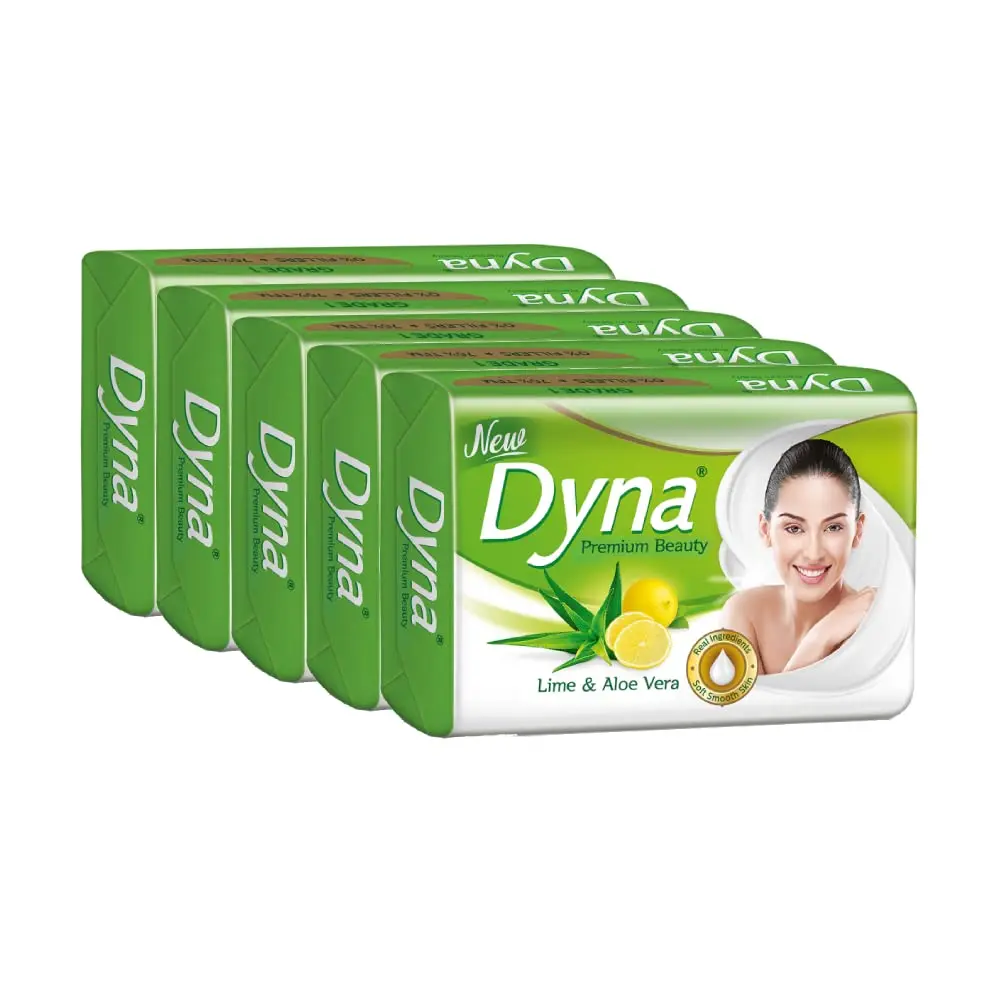 Dyna Lime & Aloe Vera Beauty Soap – 125g x 5  Grade 1 Bathing Bar with 76% TFM  Refreshing & Moisturizing 