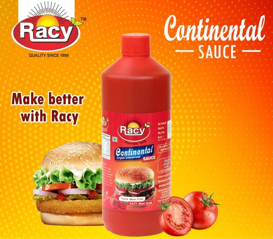 Racy Continental Tomato Sauce – 900g  Rich & Tangy  Ideal for Pasta, Sandwiches & Grilled Dishes 