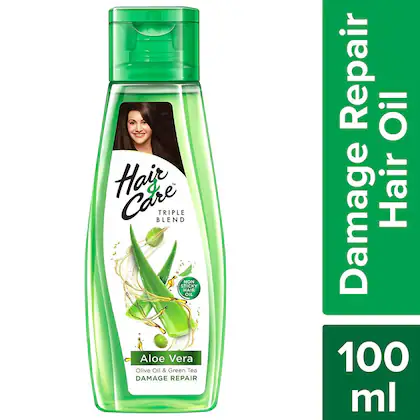 Hair & Care Damage Repair Hair Oil – 100ml  Aloe Vera, Olive Oil & Green Tea  Non-Sticky Nourishment for Dry, Frizzy & Rough Hair 