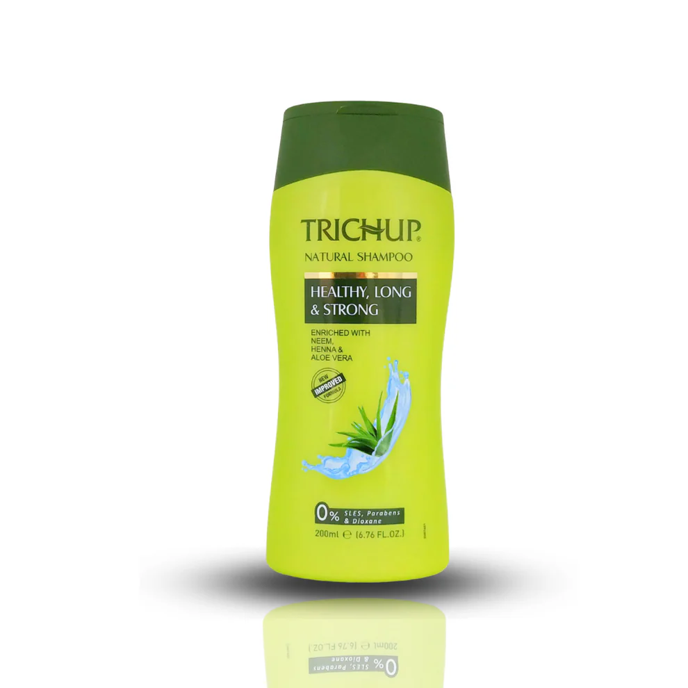 Trichup Healthy, Long & Strong Herbal Shampoo – 100ml  With Aloe Vera, Henna & Neem  Gentle Nourishment for All Hair Types 