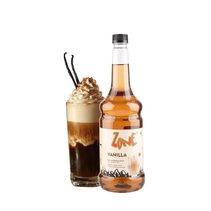 Zone Vanilla Flavoured Syrup – 1000ml  Aromatic Coffee Syrup & Drink Mixer for Lattes, Frappes, Cocktails, Mocktails, Milkshakes & Desserts  Premium Bar Syrup 