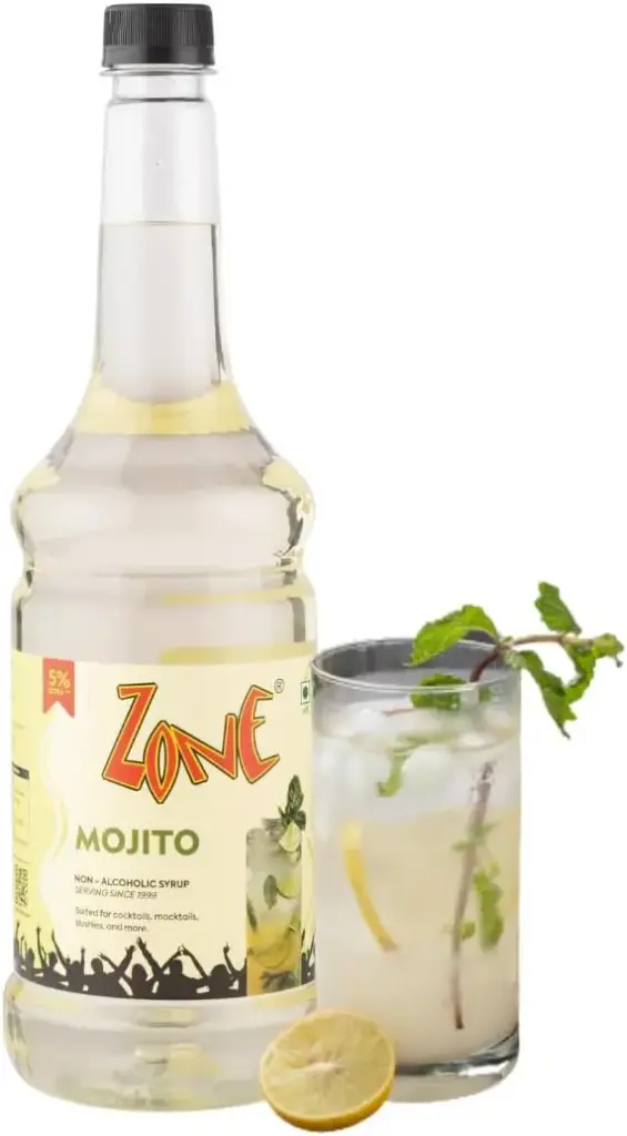 ZONE Mojito Flavoured Bar Syrup – 1L  Refreshing Mint Mixer for Cocktails, Mocktails, Juices, Iced Teas & More  Non-Alcoholic  Premium Café-Grade Syrup 