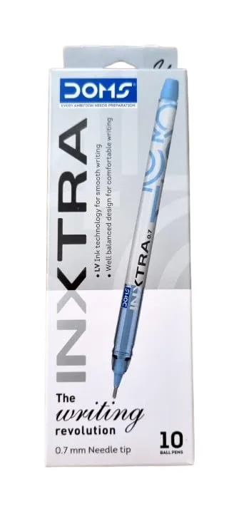 DOMS Inxtra Ball Pen – Smooth Writing & Comfortable Grip (Blue)