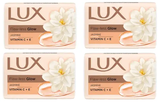 LUX Flaw-Less Glow Jasmine & Vitamin C + E Soap Bar (Pack of 4)
