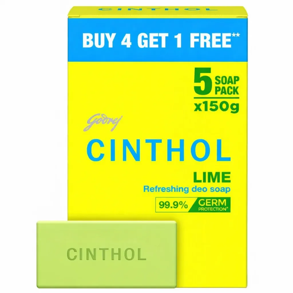 Cinthol Bathing Soap Bar – 150 g Each (Pack of 5)