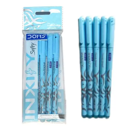 DOMS Inxify Ball Pens – Pack of 5  0.7mm Needle Tip Smooth Writing LV Ink Technology Comfortable Grip  Fade-Resistant Ink 