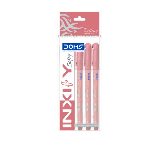 DOMS Inxify Softy Ball Pens – Pack of 5 (5N)  Red Ink  0.7mm Needle Tip  Smooth & Comfortable Writing 