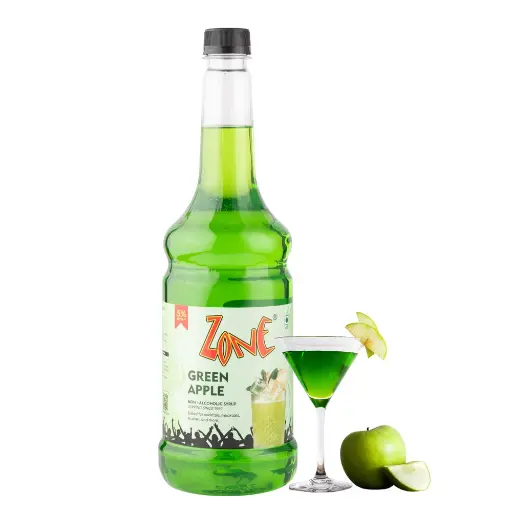 ZONE Green Apple Flavoured Syrup – 1000ml  Crisp & Tangy Mixer for Cocktails, Mocktails, Lemonades, Iced Teas & More  Non-Alcoholic  Premium Bar Syrup 